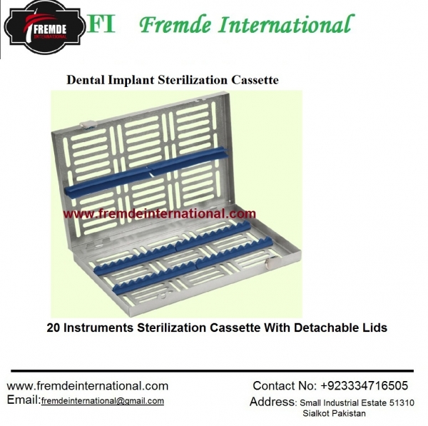 20 Instruments Sterilization Cassette With Detachable Lids border=