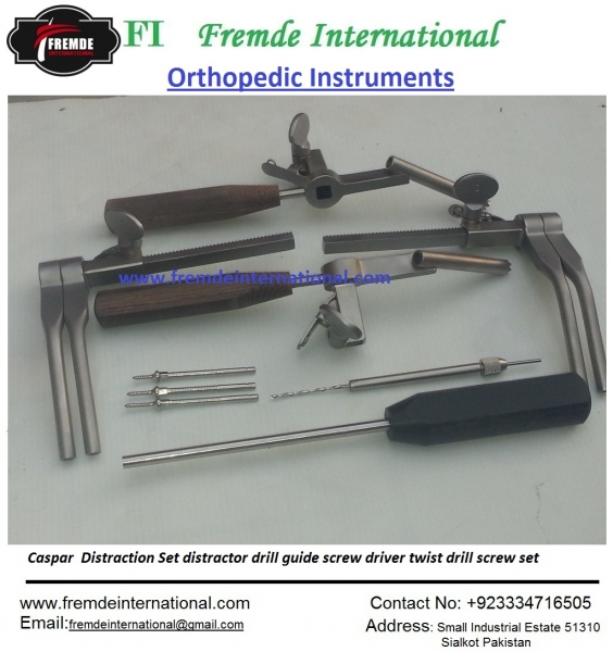 Caspar Vertebral Body Distraction Set Distractor Drill Guide Screwdriver Screws border=