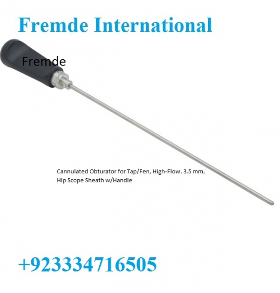 Cannulated Obturator for Tap/Fen, High-Flow, 3.5 mm, Hip Scope Sheath w/Handle border=