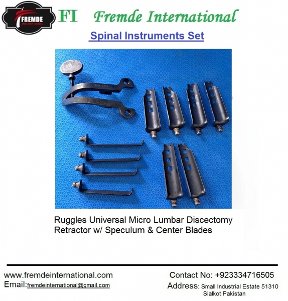 Ruggles Universal Micro Lumbar Discectomy Retractor w/ Speculum & Center Blades border=