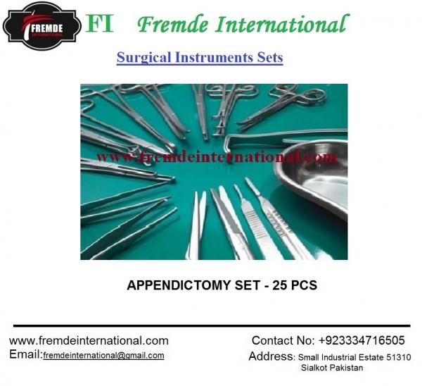 APPENDICTOMY SURGICAL SET OF 25 PCS border=