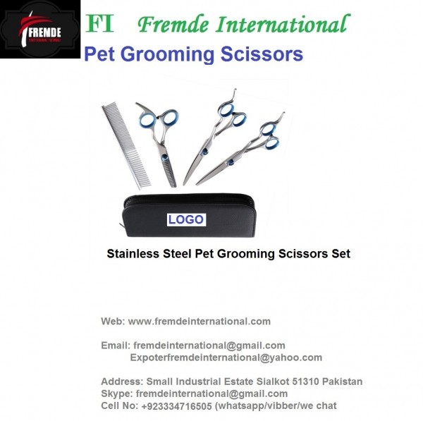 Stainless Steel Pet Grooming Scissors Set border=