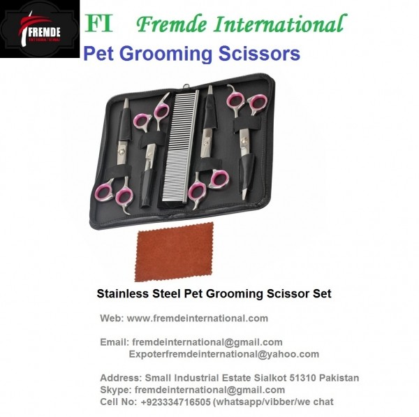 Stainless Steel Pet Grooming Scissor Set border=