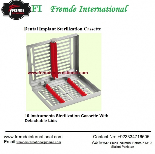 10 Instruments Sterilization Cassette With Detachable Lids border=